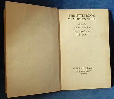 Ridler - THE LITTLE BOOK OF MODERN VERSE 1941