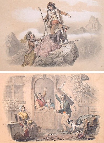 RURAL COSTUME SCENES (possibly Swiss, hand-coloured lithographs c.1830)