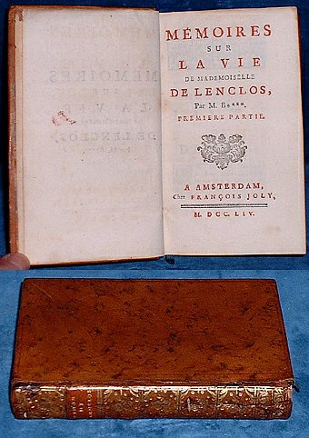 MEMOIRES SUR LA VIE DE MADEMOISELLE DE LENCLOS par M.B. 1754