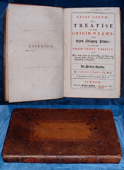Dawson,George - ORIGO LEGUM: or a Treatise of the Origin of Laws 1694