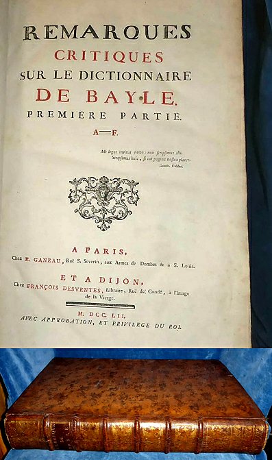 REMARQUES CRITIQUES SUR LE DICTIONNAIRE DE BAYLE 1748-52